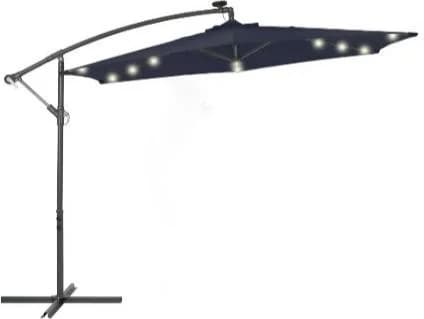 Sombrilla De Jardin Con Manibela,Led Y Base 300cm Mar Cristal