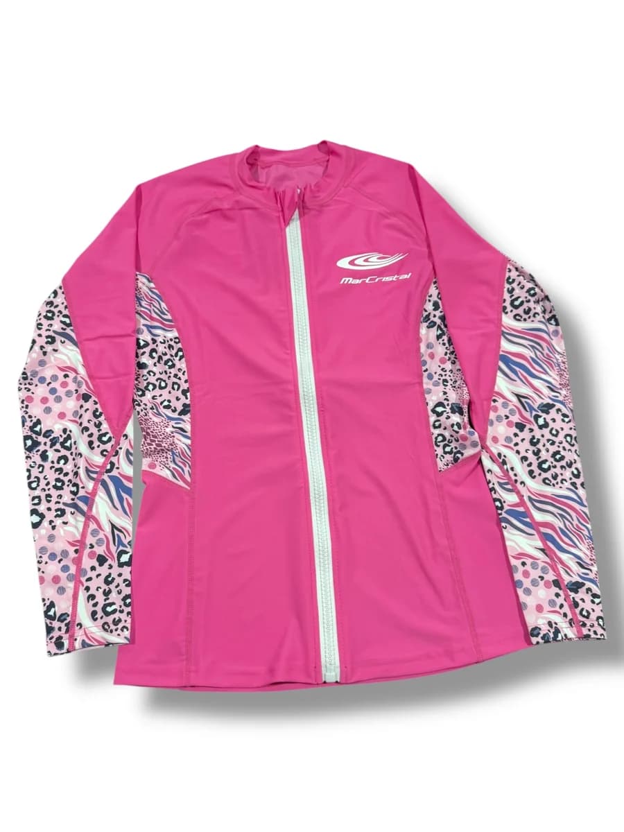 Campera De Lycra Manga Larga Rosa Uv Mar Cristal